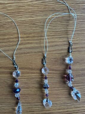 Purple Crystal Bead Hanging Pendant Necklace - Delicate Accent